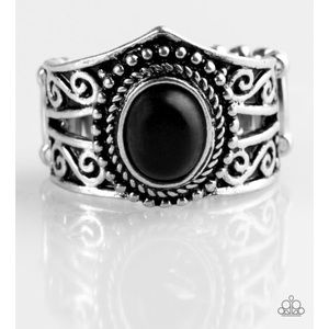 Black and silver ring